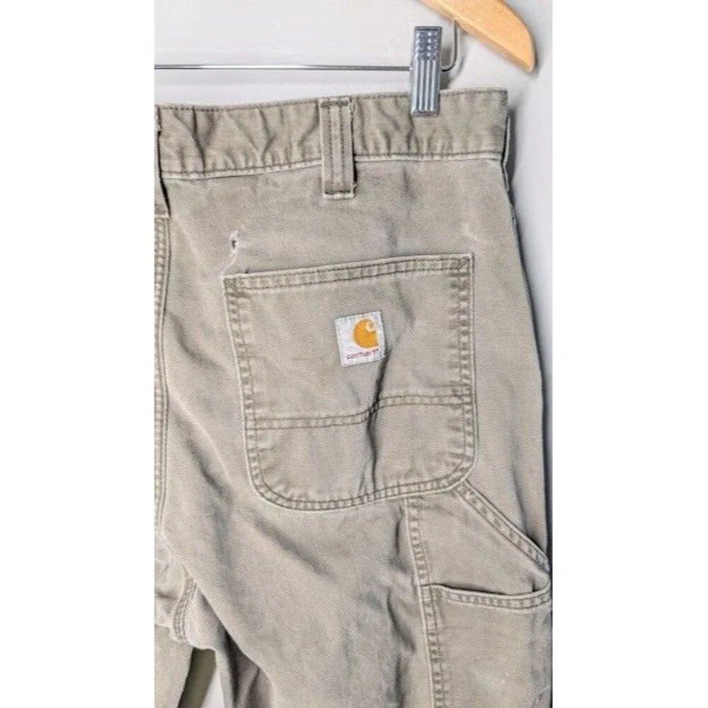 Vintage Carhartt B324 DFE Green Carpenter Pants Utility Dungaree 34x36